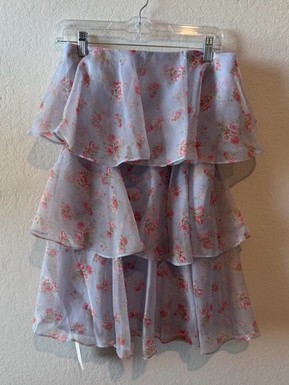 Abercrombie & Fitch Lavender Tiered Ruffle Dress with Pink Floral Print